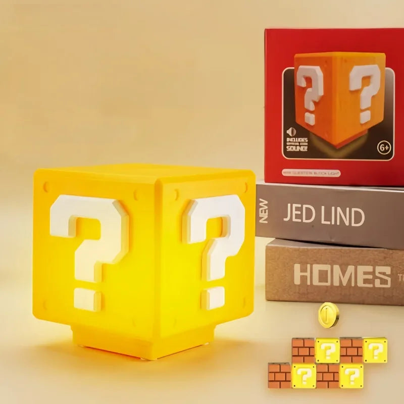 Super Mario Question Mark Block LED Light — angled close-up