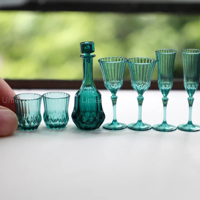 Dollhouse Glassware Set 1:6 — angled close-up