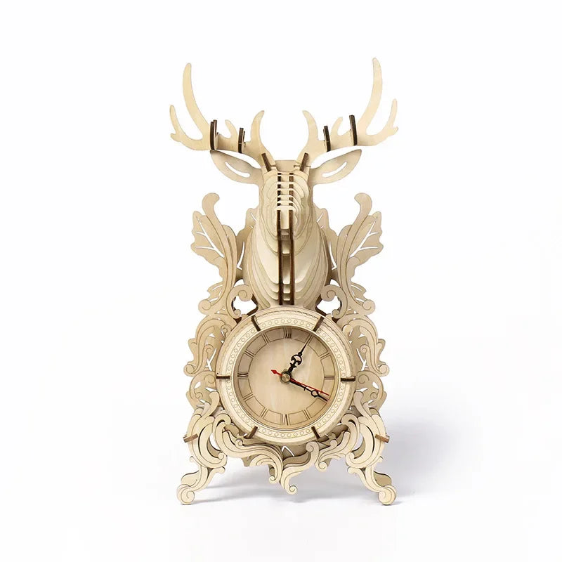 Wooden Clock 3D Puzzle Kit — detalied side view