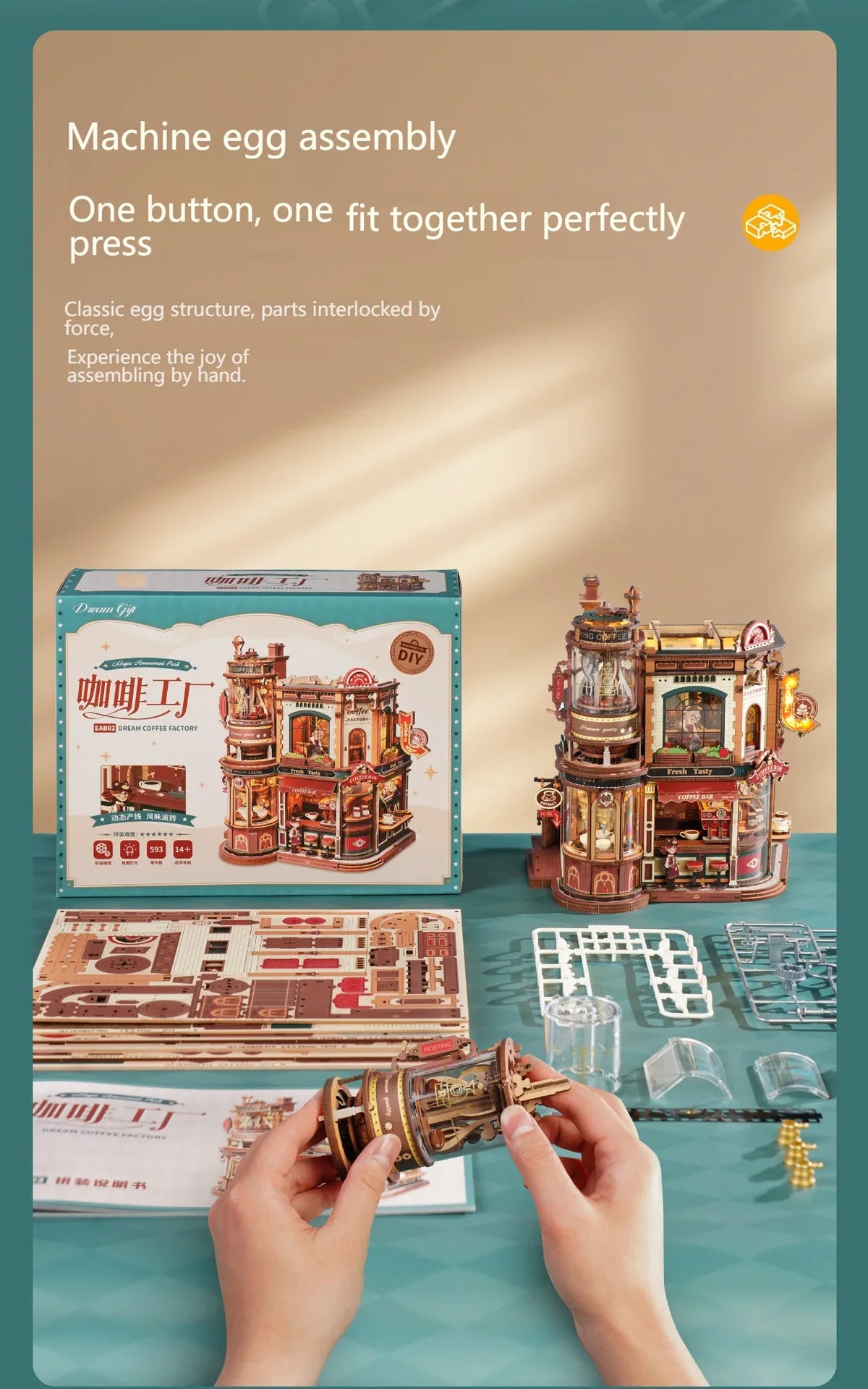 Coffee Factory DIY Miniature House Kit — detalied side view