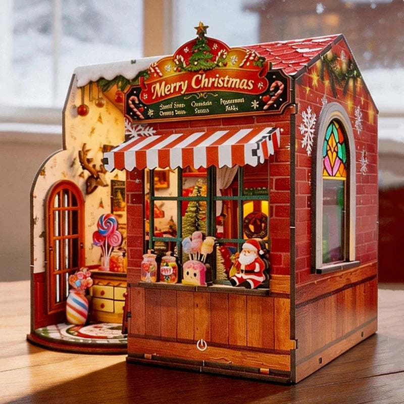Christmas Candy House DIY Miniature House Kit — open display view