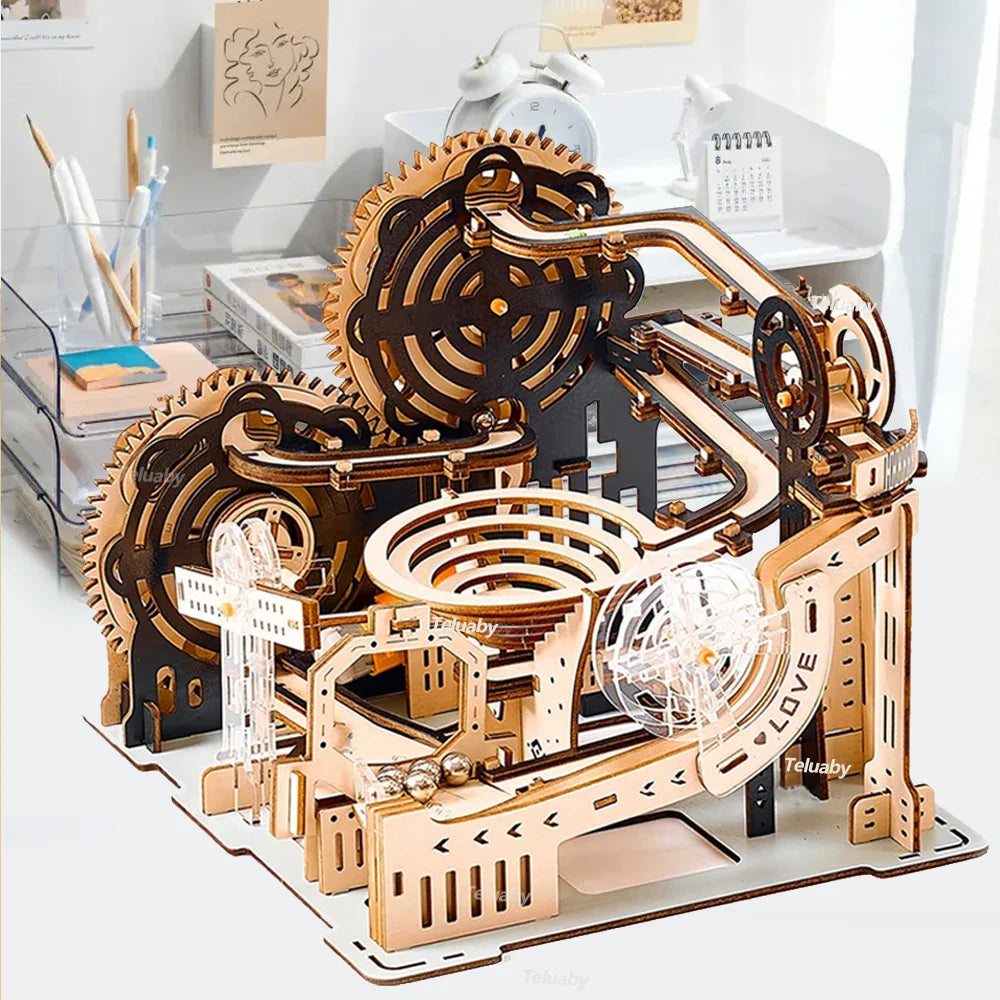 Spiral Gear Marble Run 3D Wooden Puzzle — main view