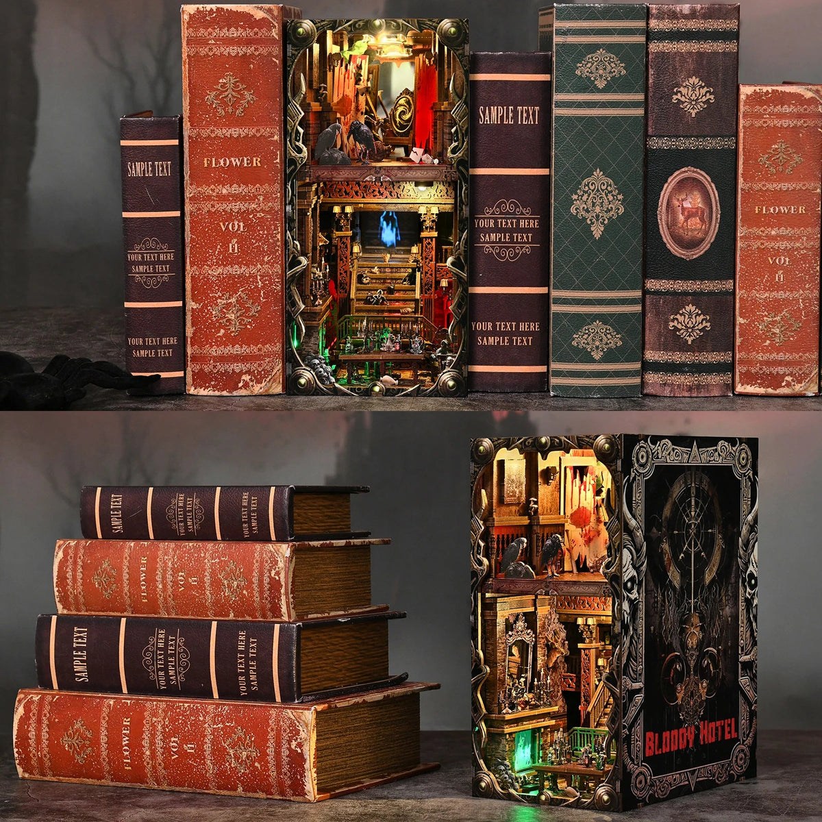 The Haunted Hotel DIY Book Nook Kit — angled close-up