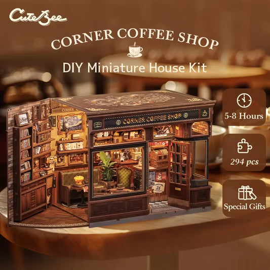 Corner Coffee Shop DIY Book Nook Kit — main view