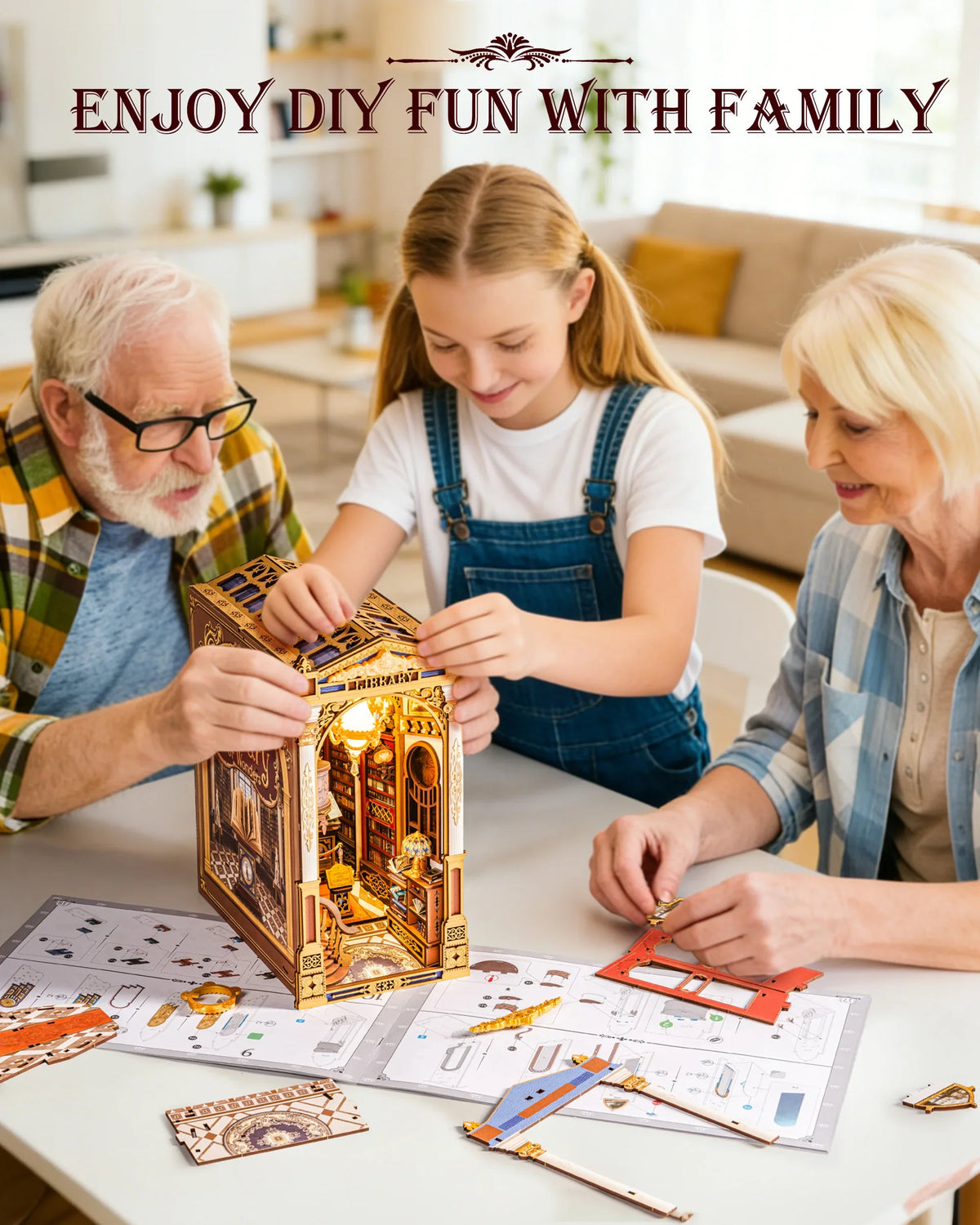 Rolife Library of Wonders DIY Book Nook Kit — scene view