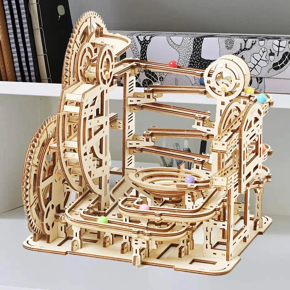 Marble Run Tower 3D Wooden Puzzle with Lift — main view