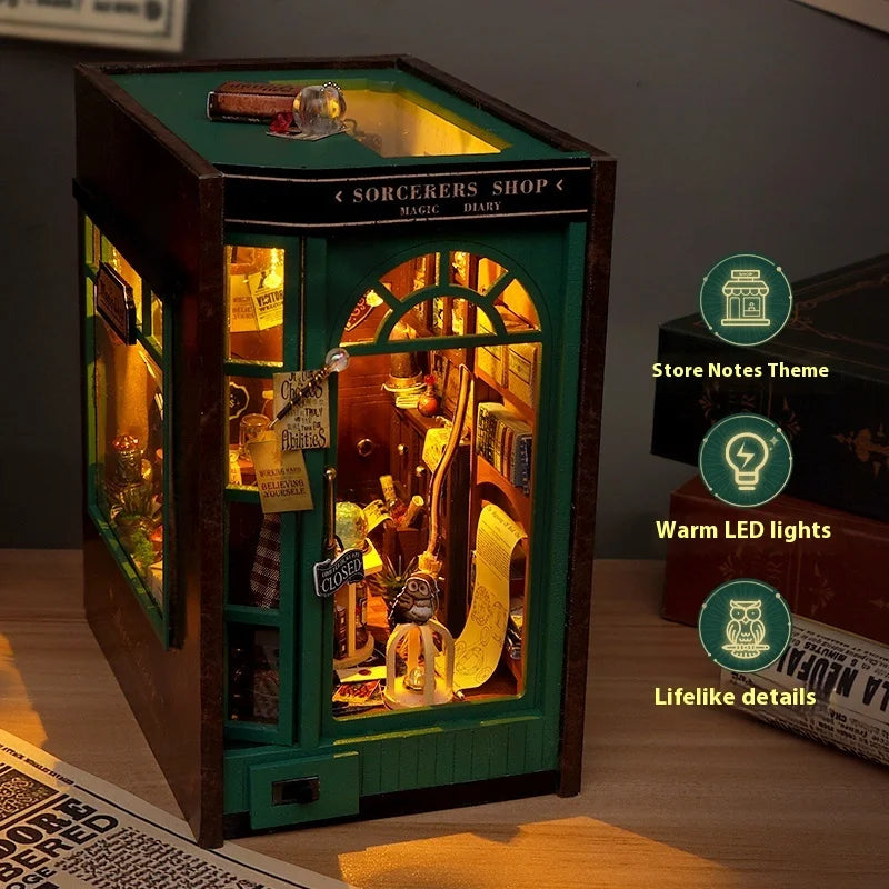 Sorcerer's Shop DIY Book Nook Kit — angled close-up