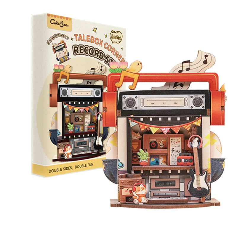 Record Store DIY Miniature House Kit — front angle