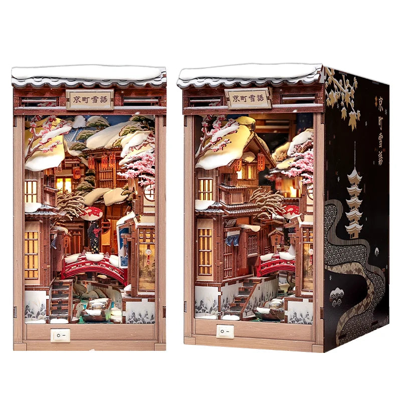 Kyoto Snow Whisper DIY Book Nook Kit — box and pieces