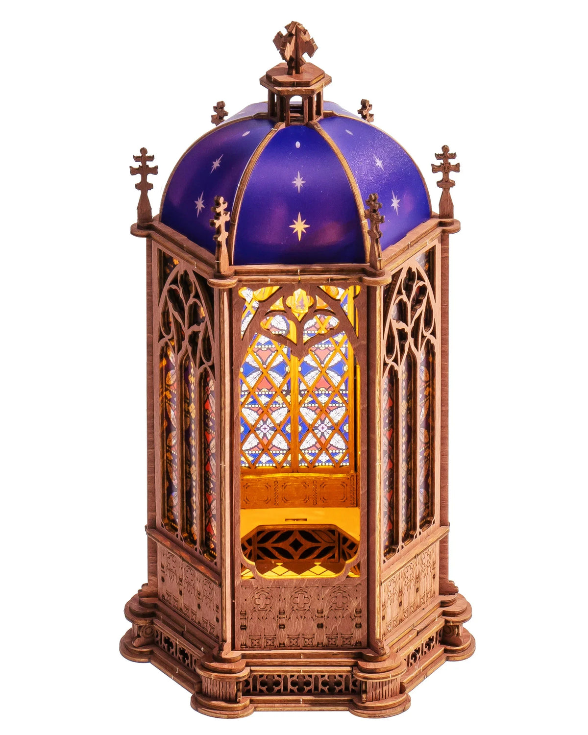 Rolife TG Series Gothic Cathedral 3D Wooden Puzzle Kit — box and pieces