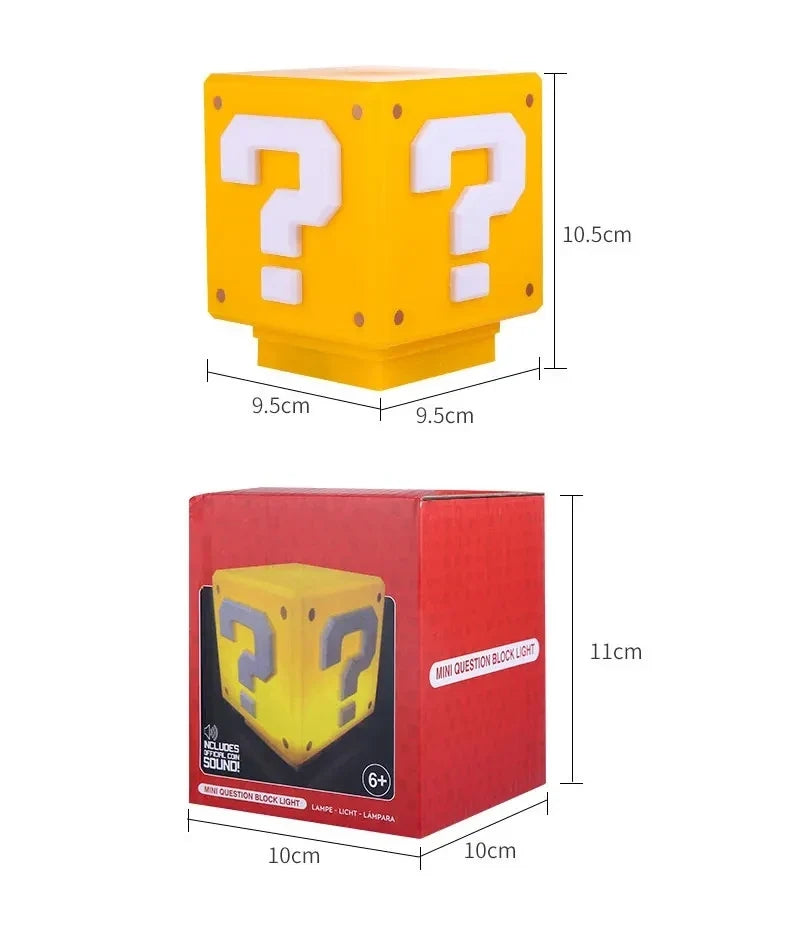 Super Mario Question Mark Block LED Light — box and pieces