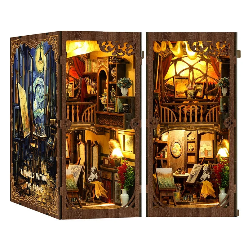 World Within Frame Figurines Miniatures DIY Book Nook Kit — front angle
