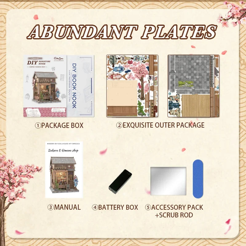 Sakura Kimono Shop DIY Book Nook Kit — scene view