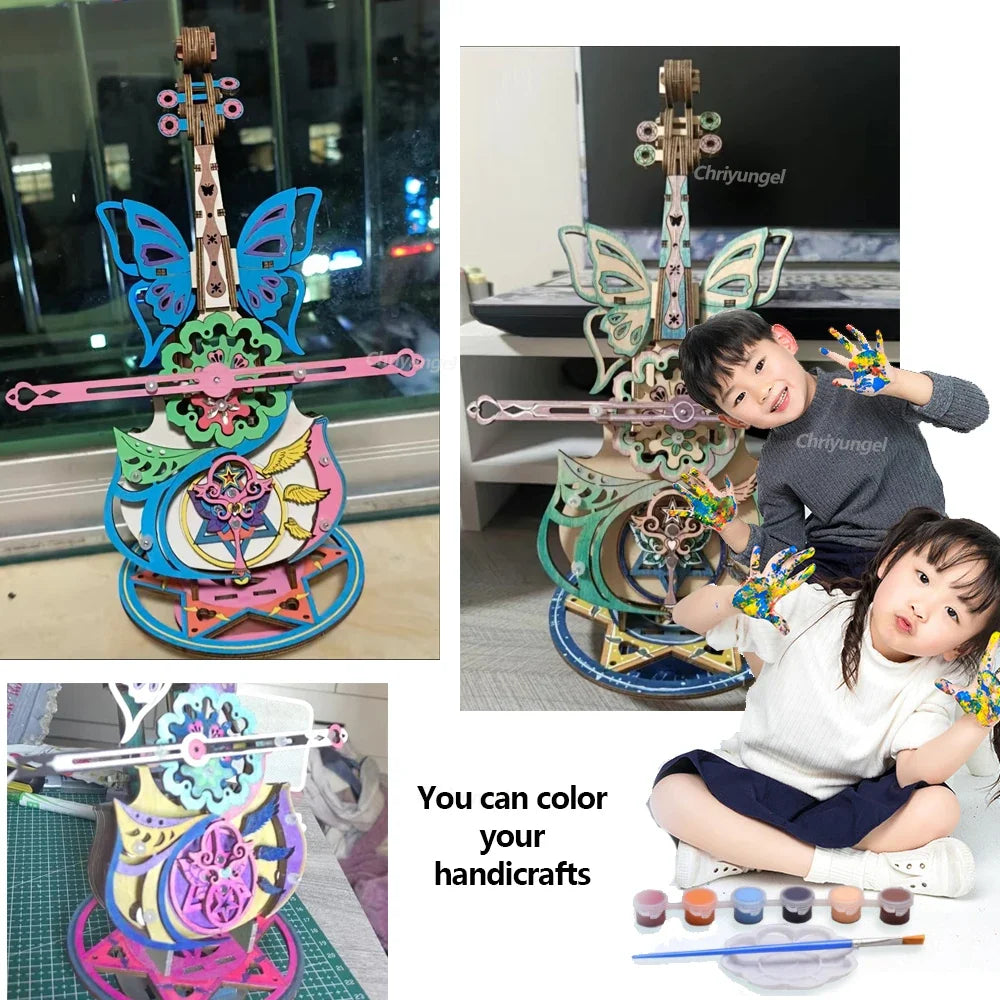 Cello Violin Music Box Kit — open display view