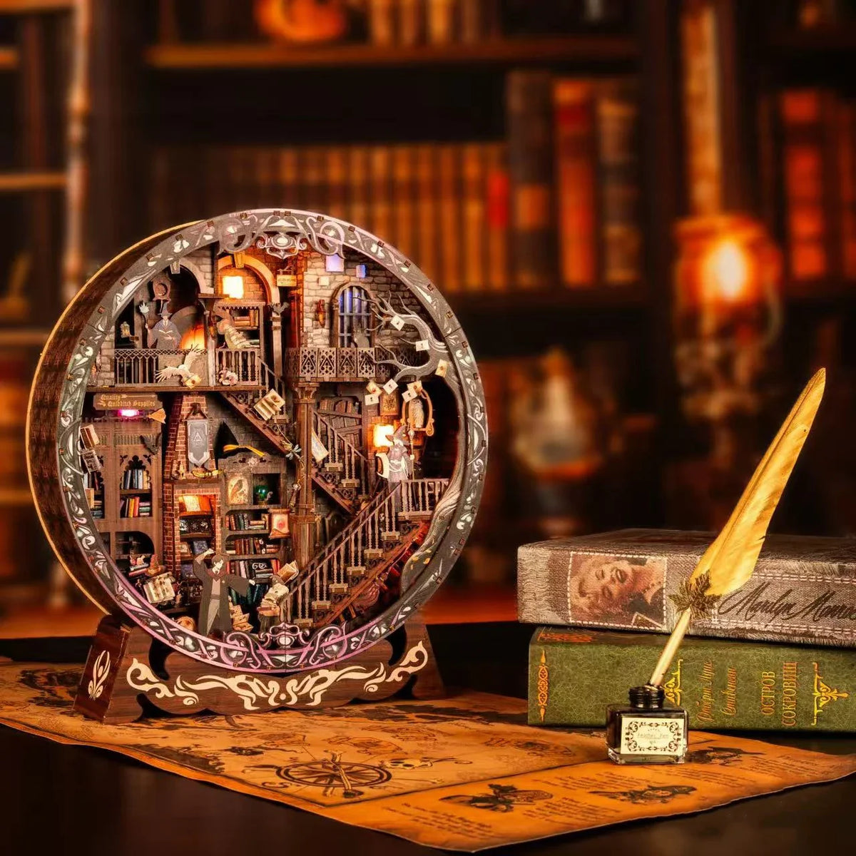 Magic Library DIY Miniature House Kit — open display view