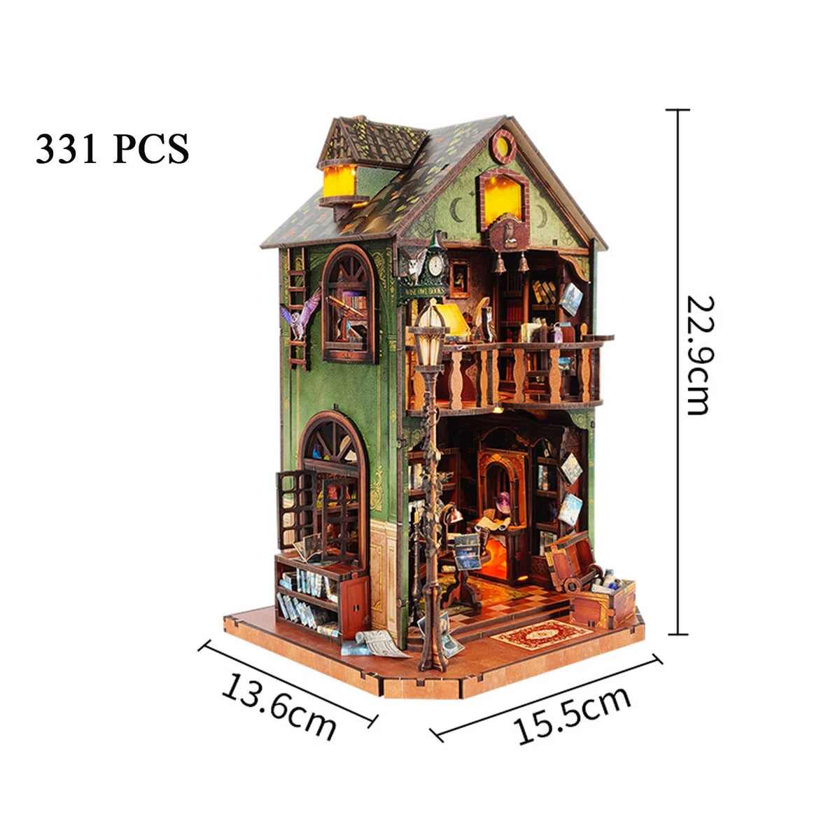 Owl Library DIY Miniature House Kit — scene view