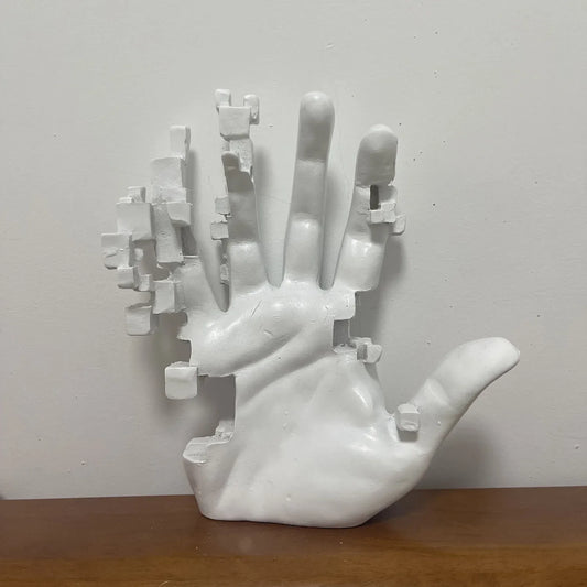 Nordic Resin Palm Sculpture – Minimalist Shelf Art Piece — main view