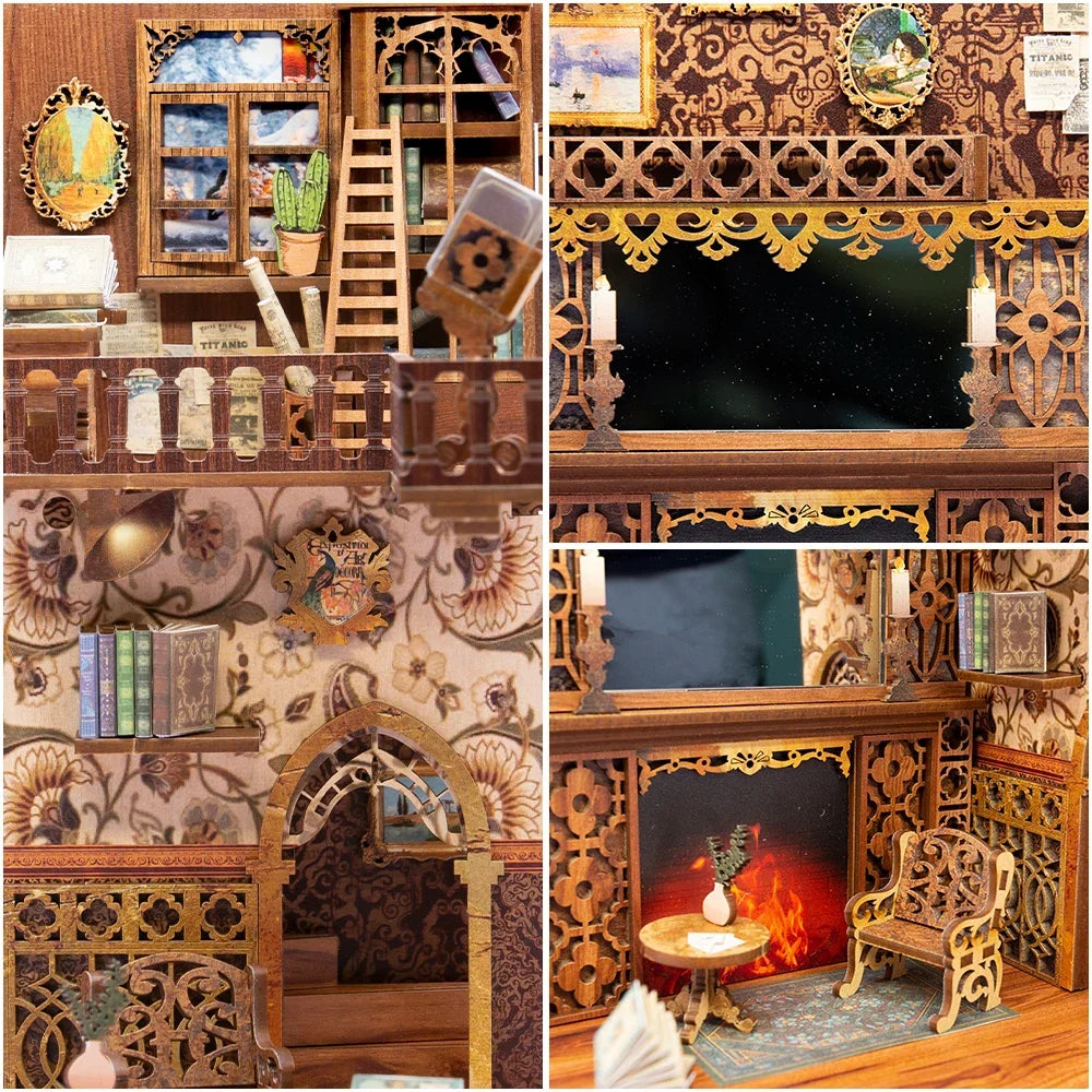 YS05 With DustCover DIY Book Nook Kit — box and pieces