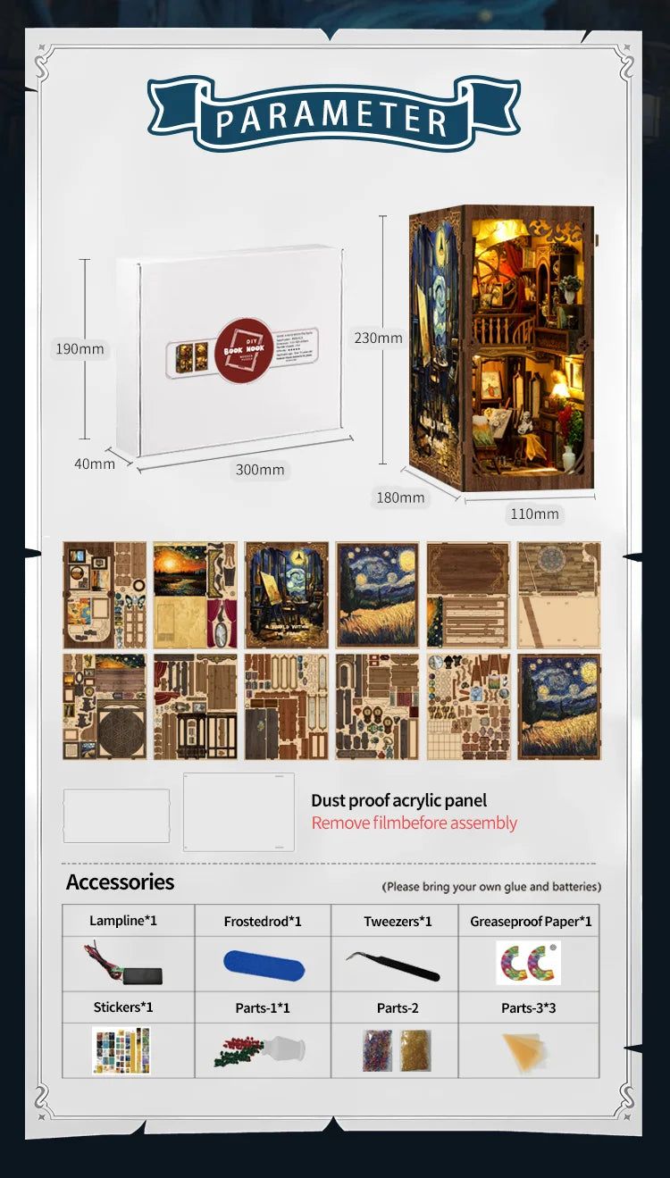World Within Frame Figurines Miniatures DIY Book Nook Kit — angled close-up