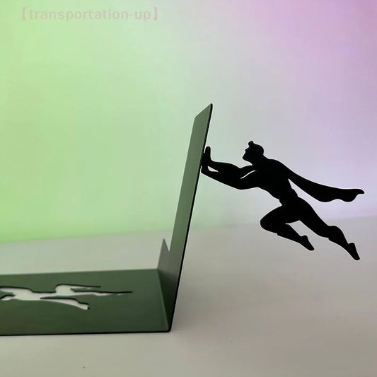 Superhero Metal Bookend Figurine – Desktop Book Storage — detalied side view