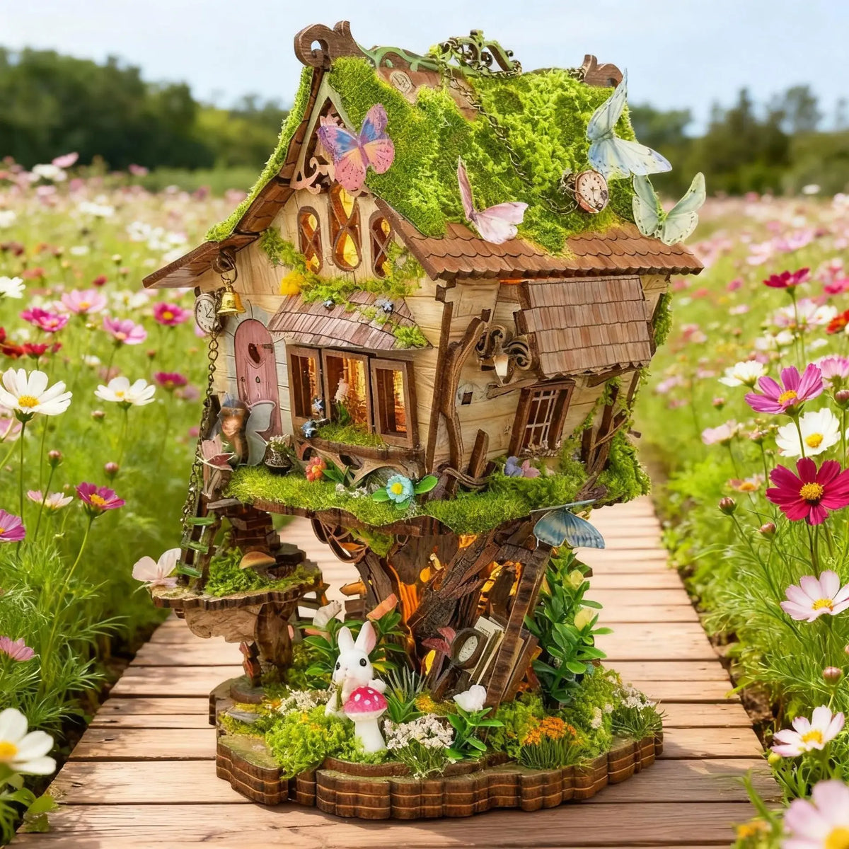 TREEHOUSE-S DIY Miniature House Kit — open display view