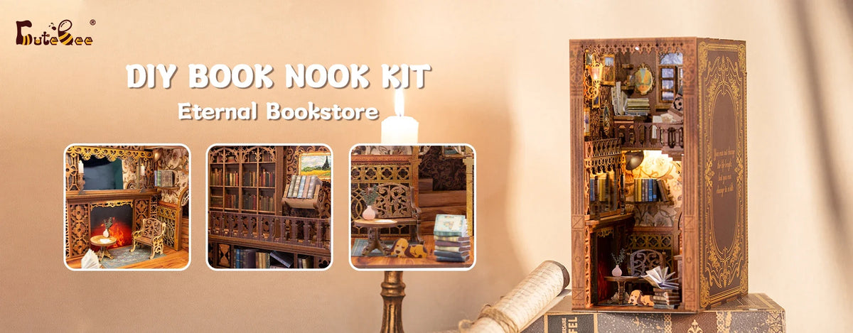 YS05 With DustCover DIY Book Nook Kit — box and pieces