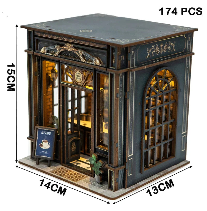 Coffee Shop DIY Miniature House Kit — scene view