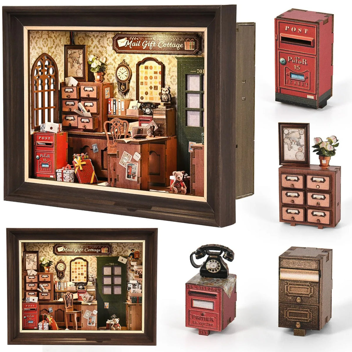 Mail Gift Cottage DIY Book Nook Kit — angled close-up