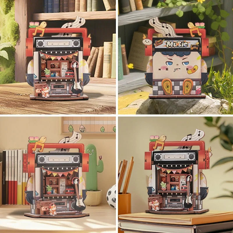 Record Store DIY Miniature House Kit — detalied side view