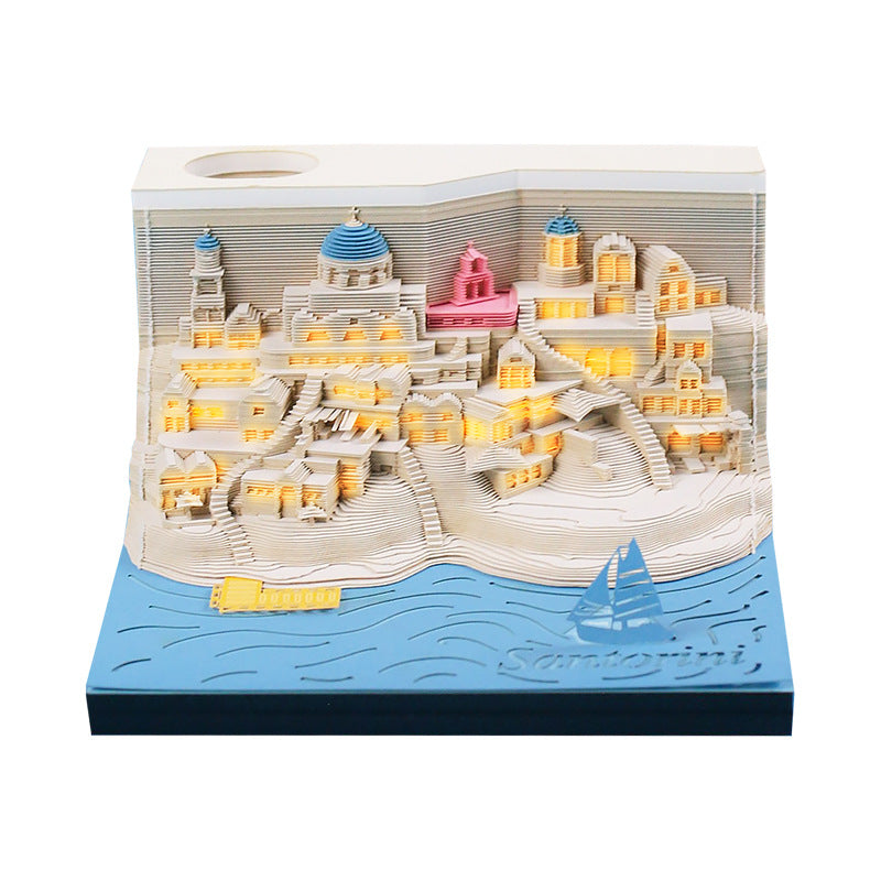 Santorini - With Lights Omoshiroi 3D Notepad — main view
