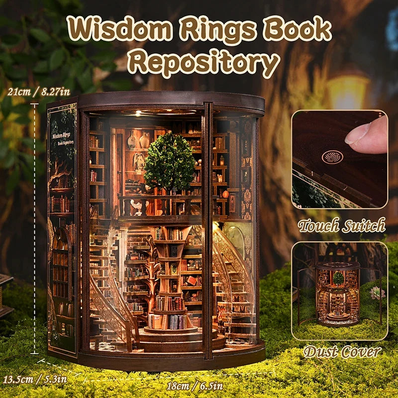 New Figurines Miniatures Wisdom Rings DIY Book Nook Kit — scene view