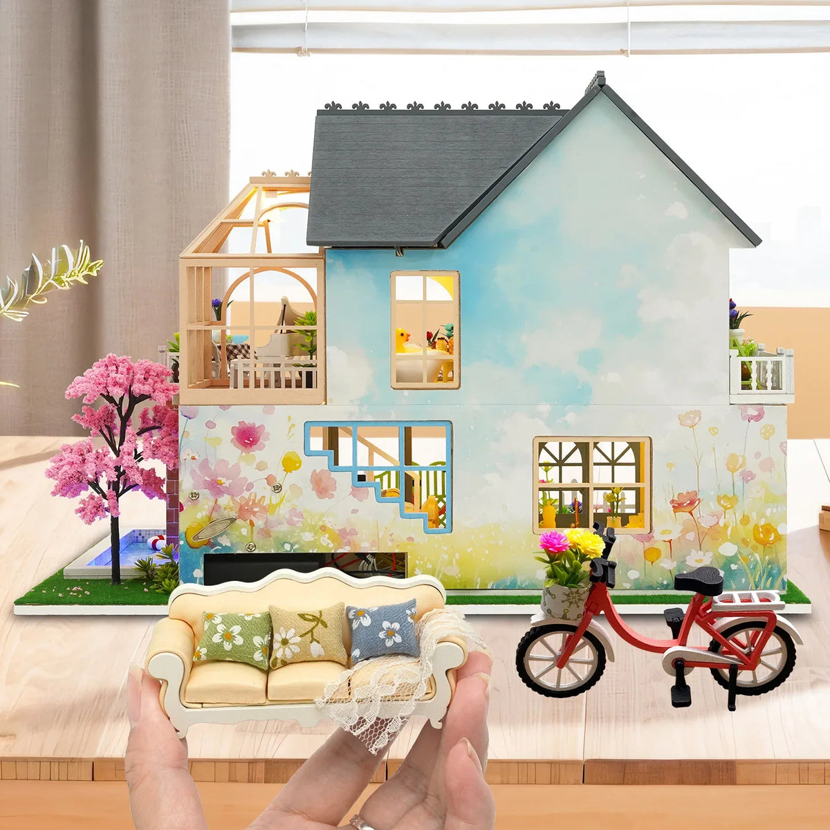 Modern Villa Large Miniature Accessory — open display view