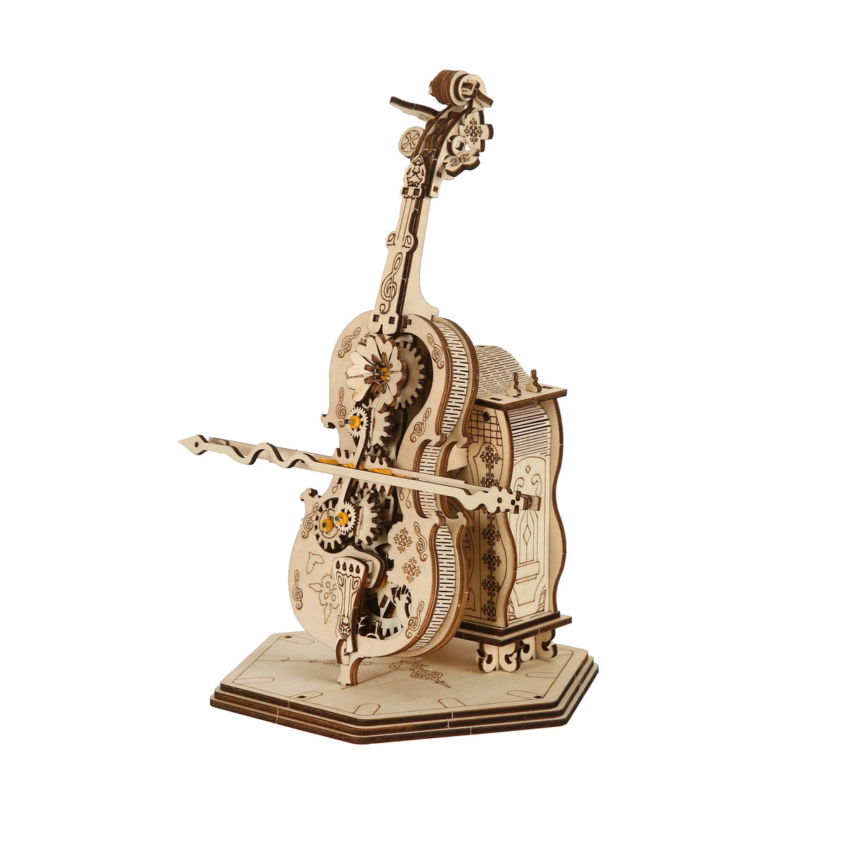 Violoncello DIY 3D Wooden Puzzle Kit — front angle