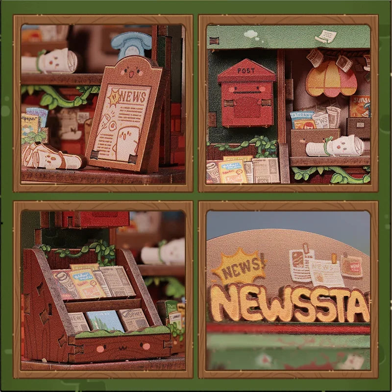 Newsstand DIY Miniature House Kit — detalied side view