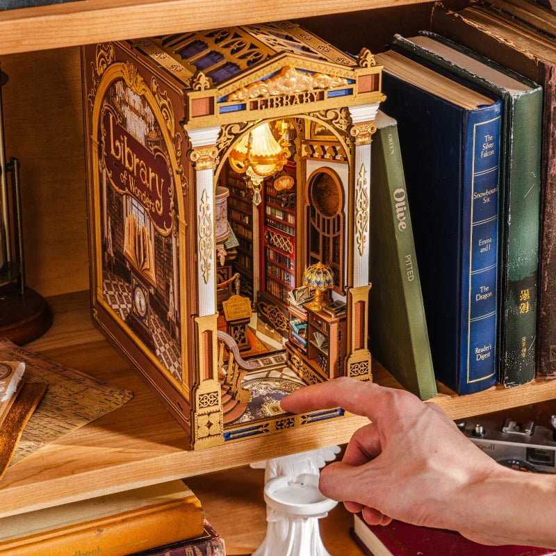 Rolife Library of Wonders DIY Book Nook Kit — front angle