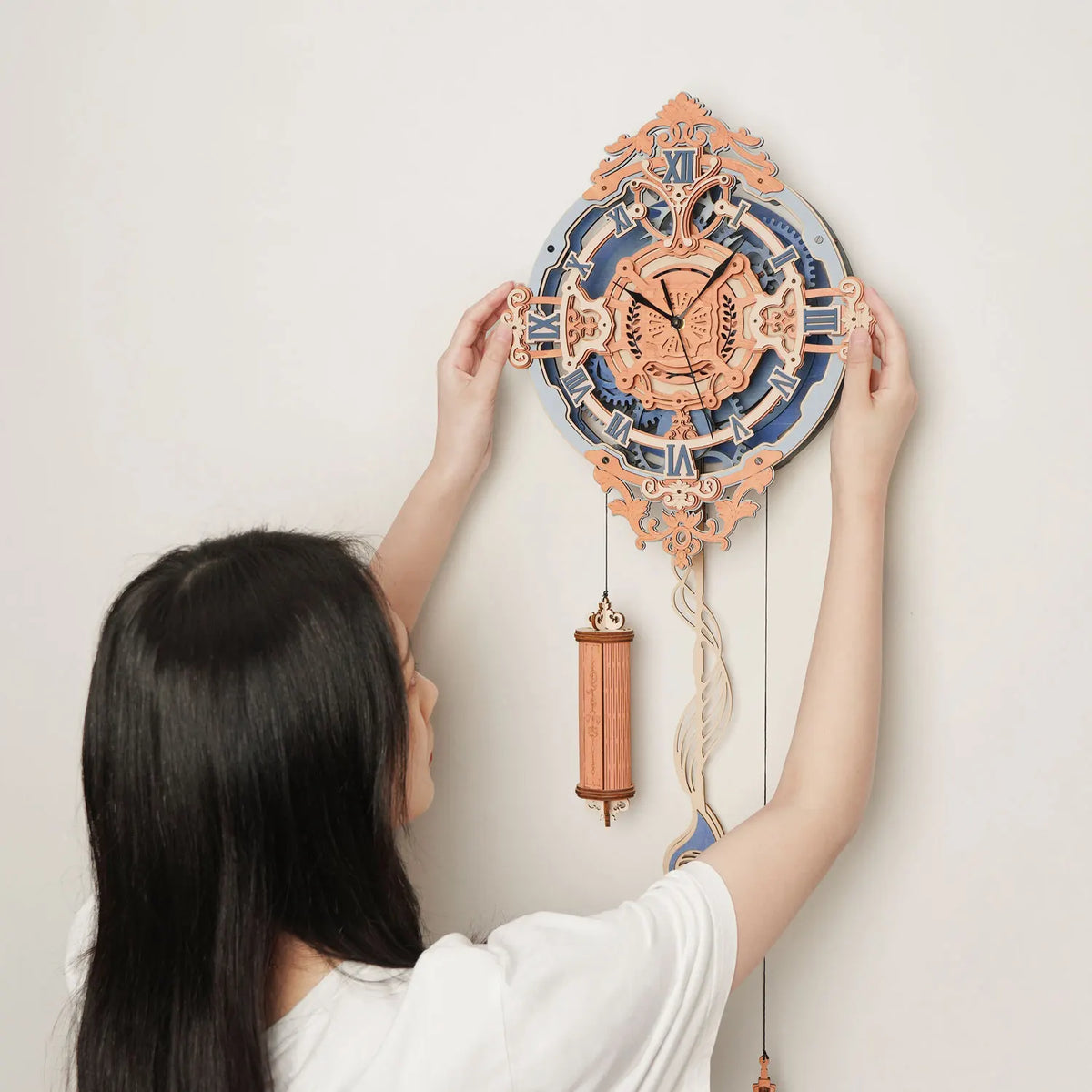 Robotime LC701 Wall Clock Kit – DIY Mechanical Design — detalied side view