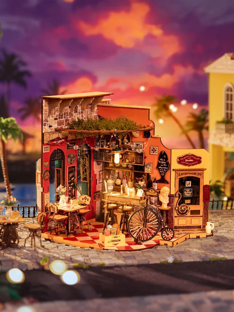 Cheers Bar DIY Miniature House Kit — open display view
