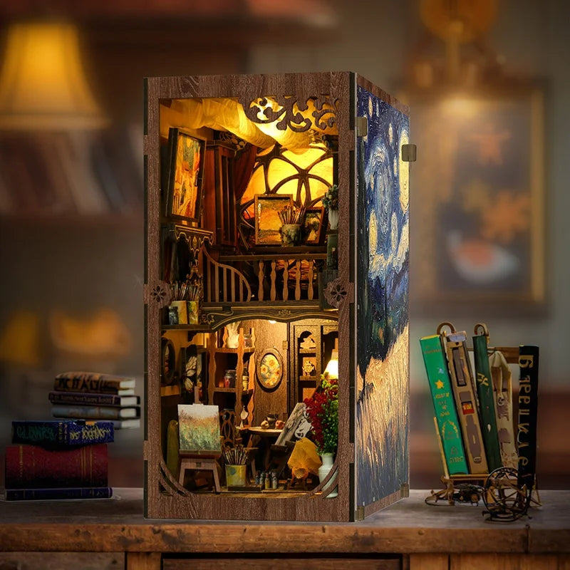 World Within Frame Figurines Miniatures DIY Book Nook Kit — angled close-up