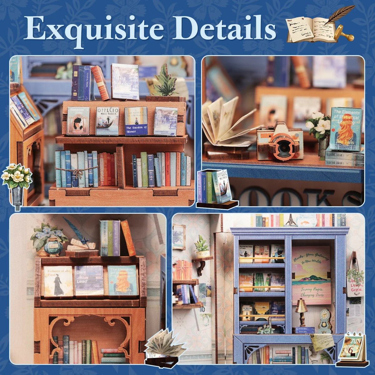 Cutebee 3D Bookstore Desk DIY Book Nook Kit — front angle