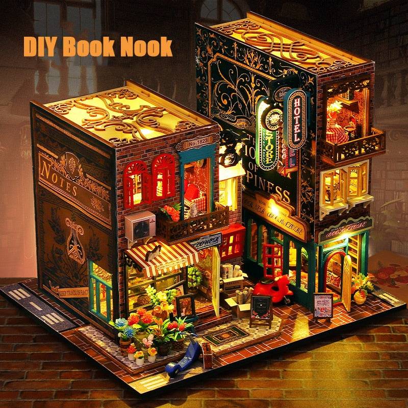 ES009 with music DIY Book Nook Kit — open display view