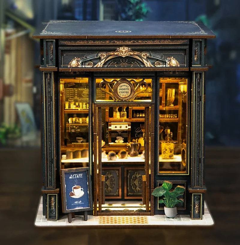 Coffee Shop DIY Miniature House Kit — detalied side view