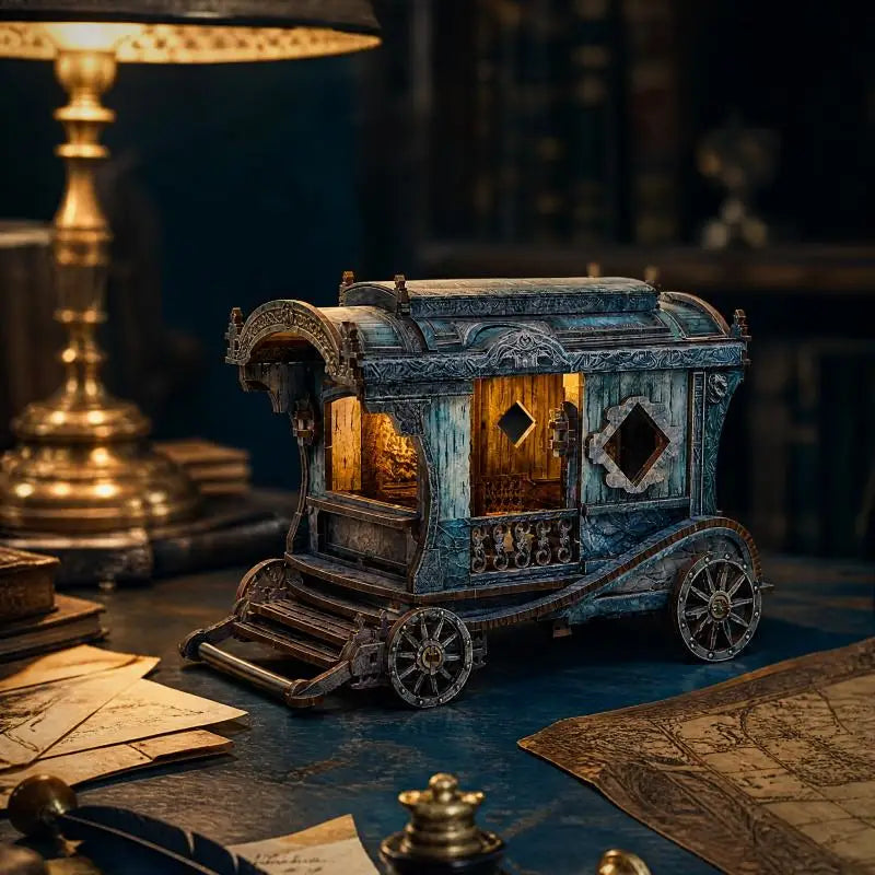 Onyx Dragon Carriage DIY Miniature House Kit — angled close-up