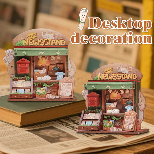 Newsstand DIY Miniature House Kit — detalied side view