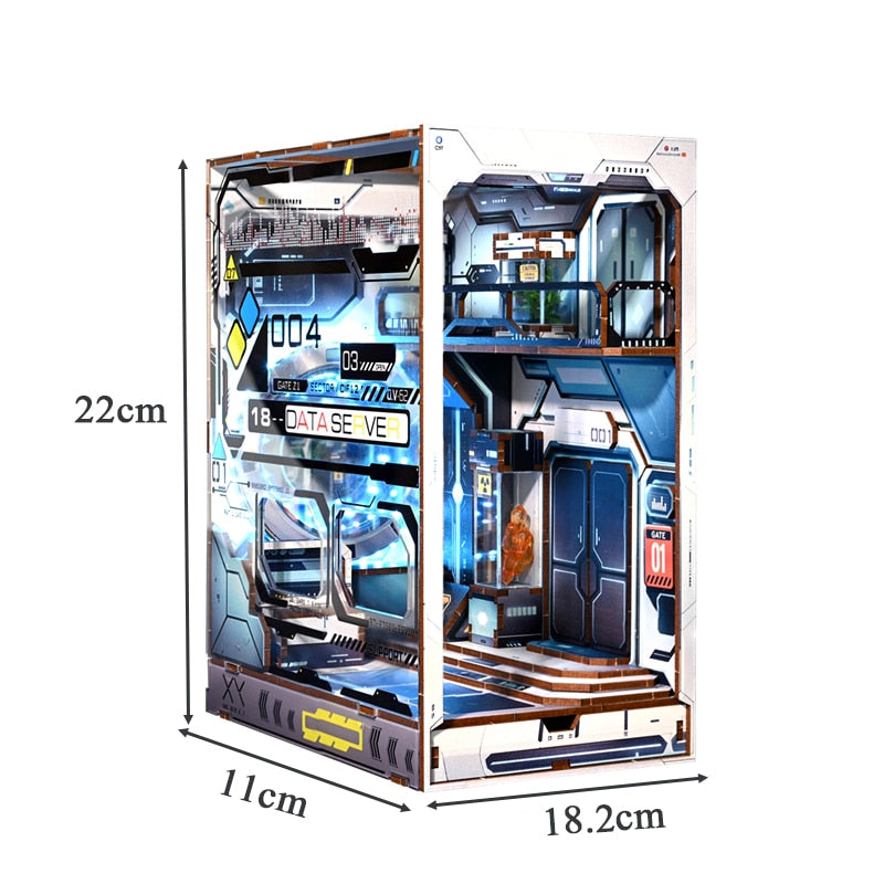 Sci Fi Alien Hub DIY Book Nook Kit — box and pieces