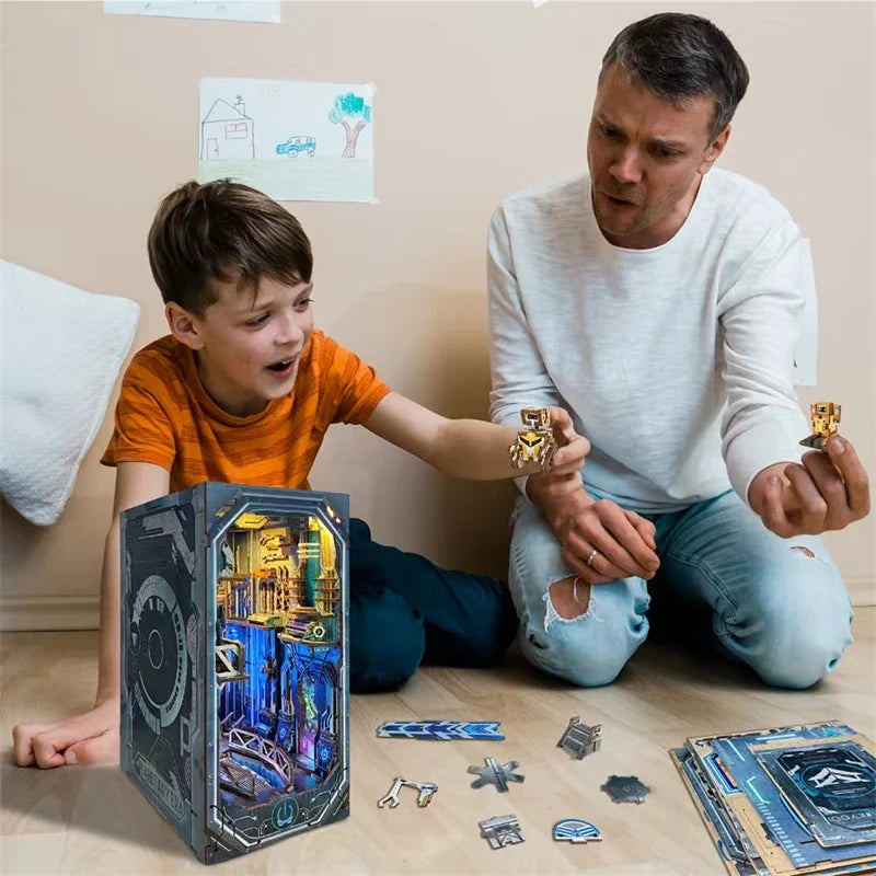 Sci Fi Planetary Era DIY Wooden Book Nook — open display view