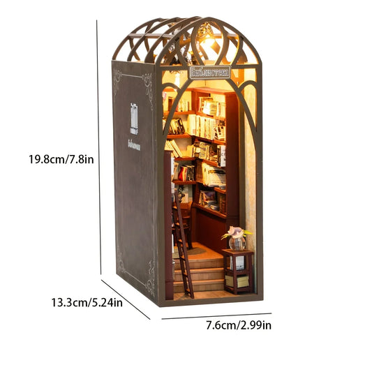 Library DIY Miniature House Kit — detalied side view