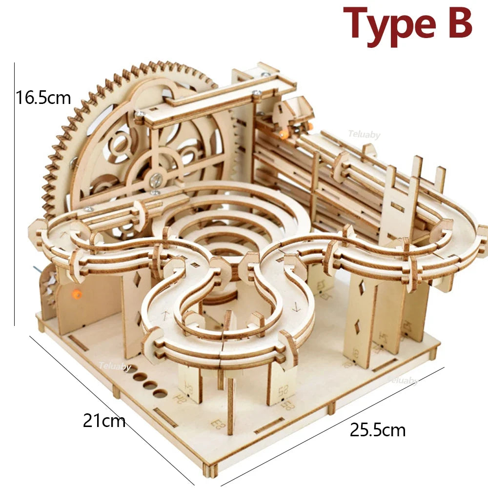 Marble Run Tower 3D Wooden Puzzle with Lift — main view