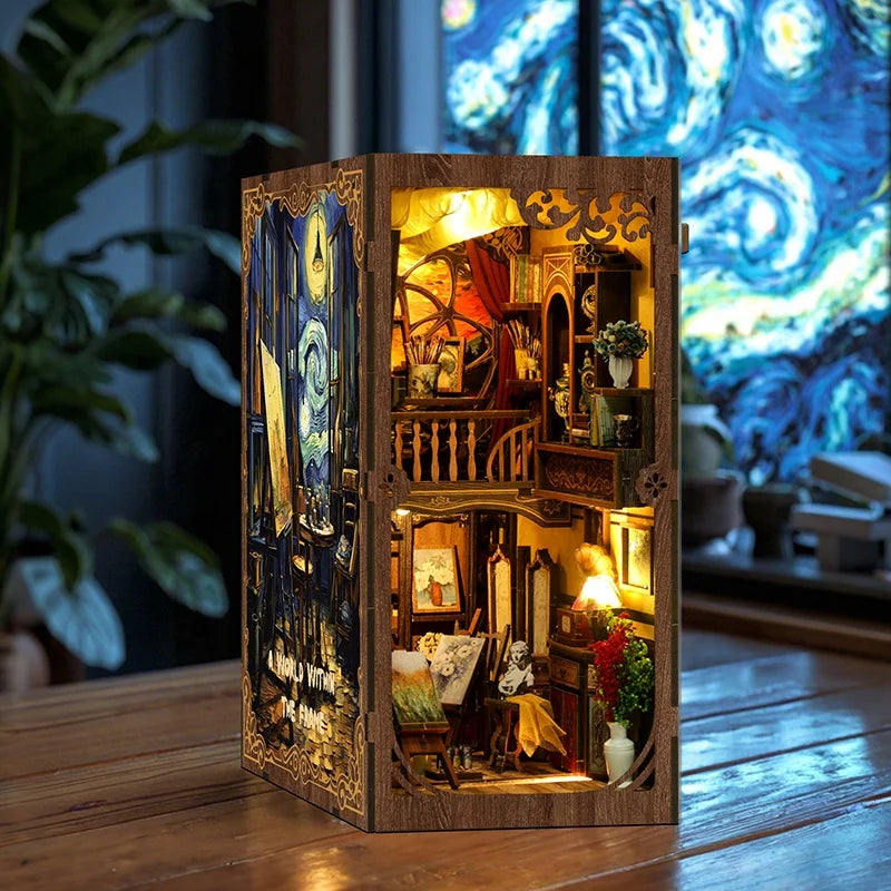 World Within Frame Figurines Miniatures DIY Book Nook Kit — detalied side view