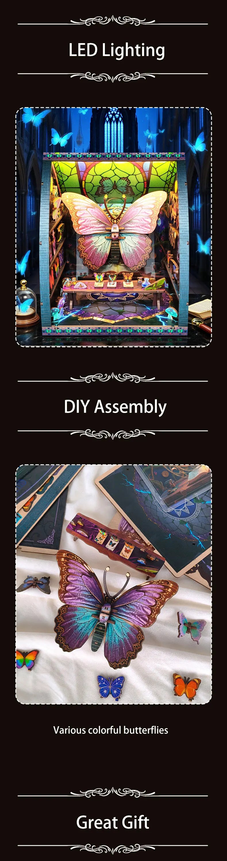 Butterfly Room DIY Miniature House Kit — detalied side view