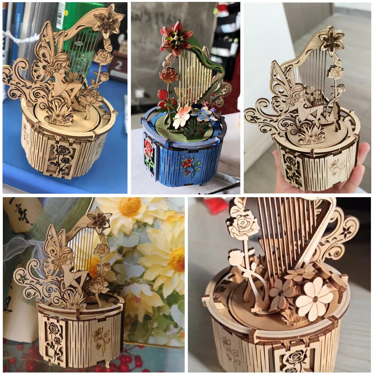 Moon & Star Music Box Wooden Puzzle — angled close-up